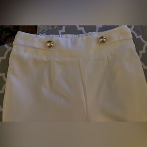 NWOT Like An Angel Size Small Flare Leg Pants 27x31 White Poly/Spandex Pull On